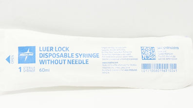 Medline SYR160010 Luer Lock Disposable Syringe Without Ndle 60ml